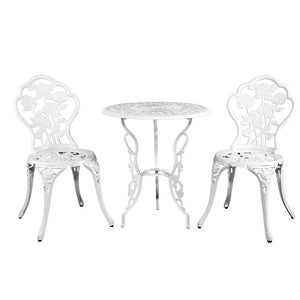 White Outdoor Garden Chairs And Table - Aluminium