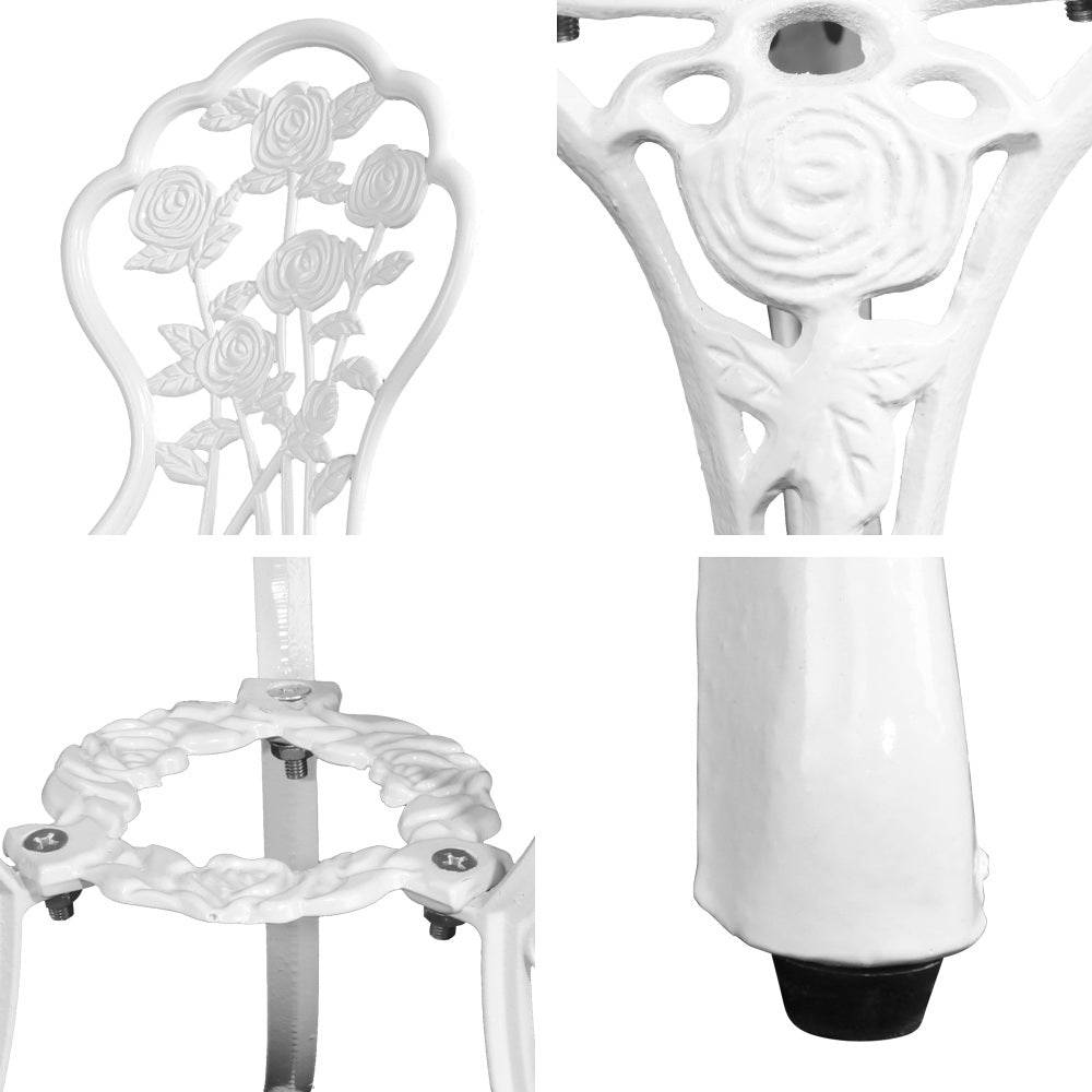White Outdoor Garden Chairs And Table - Aluminium