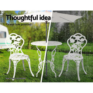White Outdoor Garden Chairs And Table - Aluminium