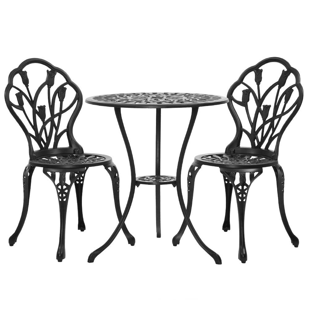 3PCS Outdoor Black Garden Setting