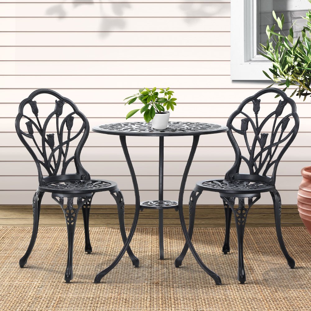 3PCS Outdoor Black Garden Setting