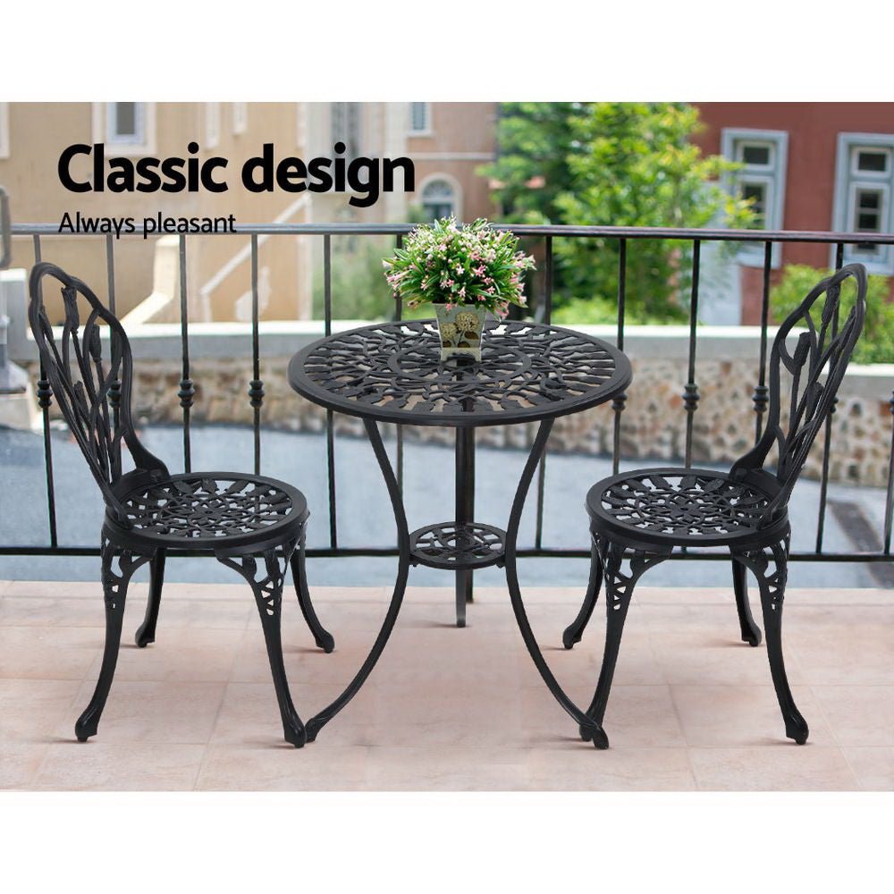 3PCS Outdoor Black Garden Setting
