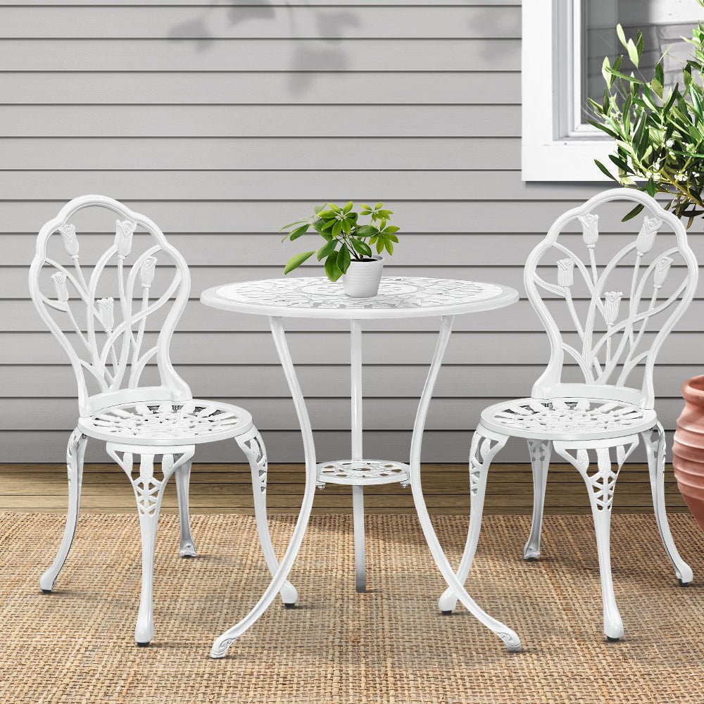 White Garden Chair And Table Set