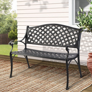 Modern Black Steel Garden Bench / Seat