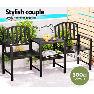 Gardeon Outdoor Garden Bench Steel Table and Chair | Patio Furniture Loveseat Park