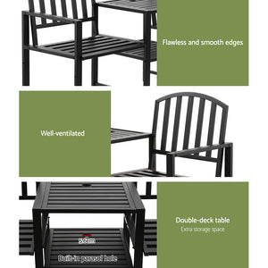 Gardeon Outdoor Garden Bench Steel Table and Chair | Patio Furniture Loveseat Park