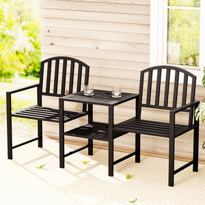 Gardeon Outdoor Garden Bench Steel Table and Chair | Patio Furniture Loveseat Park