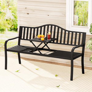 Gardeon Outdoor Garden Bench | Steel Foldable Patio Furniture Loveseat