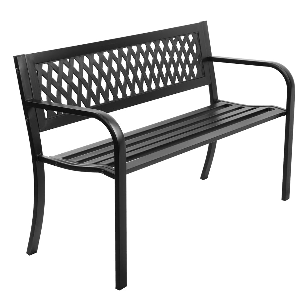 Modern Black Steel Garden Bench / Seat