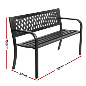 Modern Black Steel Garden Bench / Seat
