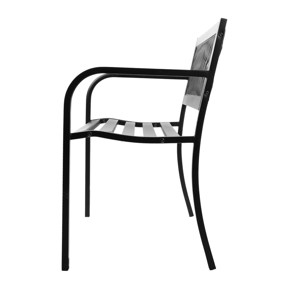 Modern Black Steel Garden Bench / Seat
