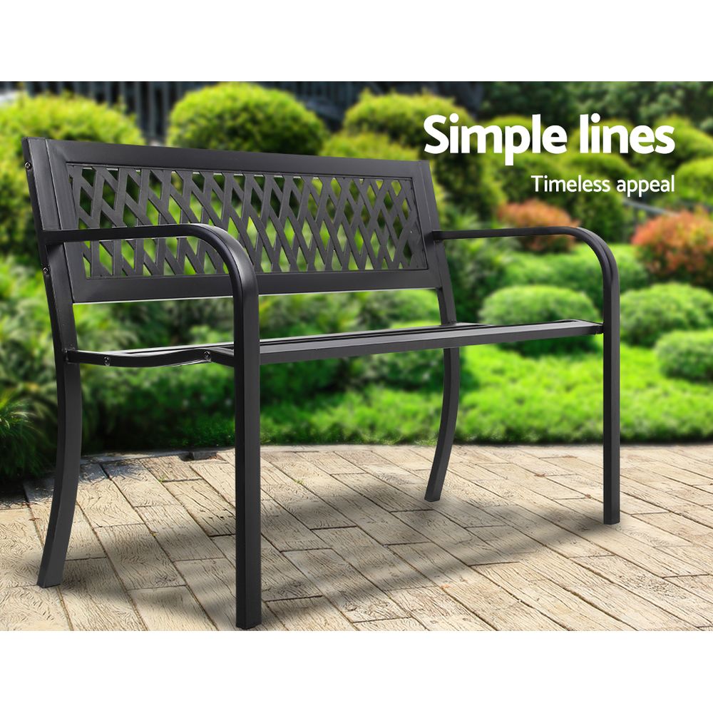 Modern Black Steel Garden Bench / Seat