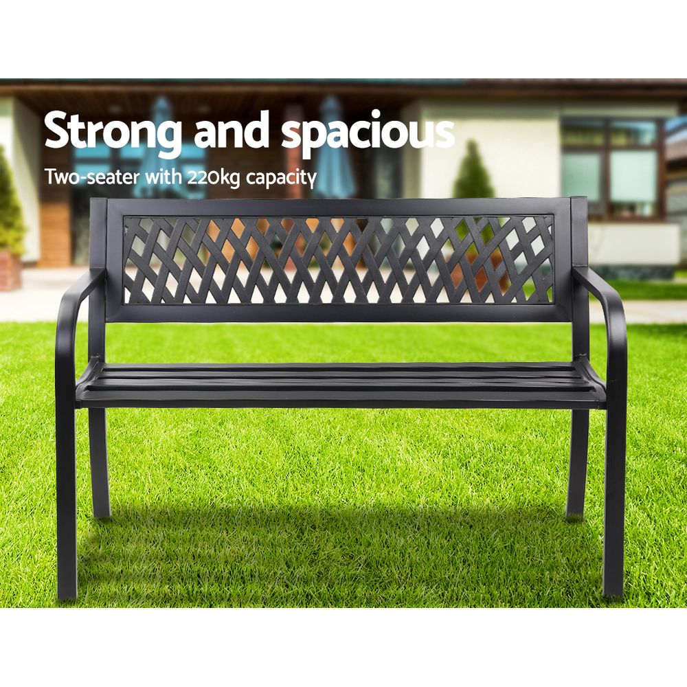 Modern Black Steel Garden Bench / Seat
