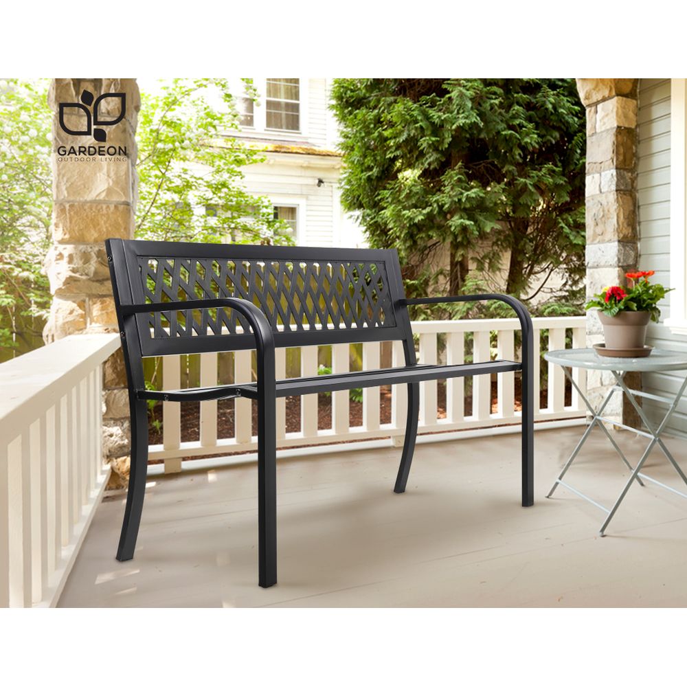 Modern Black Steel Garden Bench / Seat