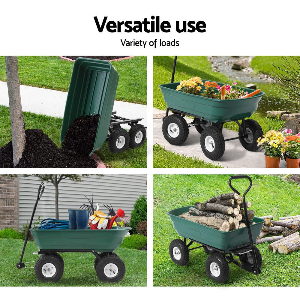 Gardeon 75L Garden Dump Cart - Green - The Hippie House