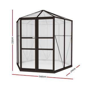 Greenfingers Greenhouse Aluminium 240x211x232cm | Polycarbonate Shed | Green House