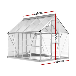 Greenfingers Greenhouse Aluminium Polycarbonate | Garden 248x189x200cm | Green House
