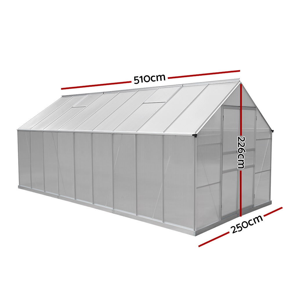 Greenfingers 5.1X2.5M Aluminium Greenhouse with Double Door