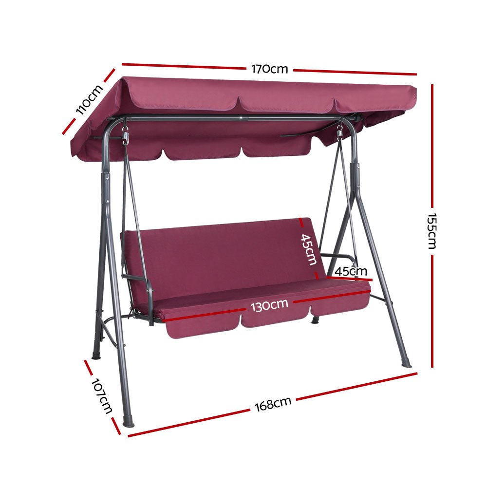 Outdoor Swinging Hammock Chair - 3 Seater - Red