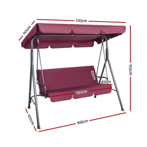 Outdoor Swinging Hammock Chair - 3 Seater - Red
