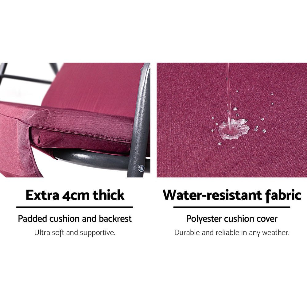 Outdoor Swinging Hammock Chair - 3 Seater - Red