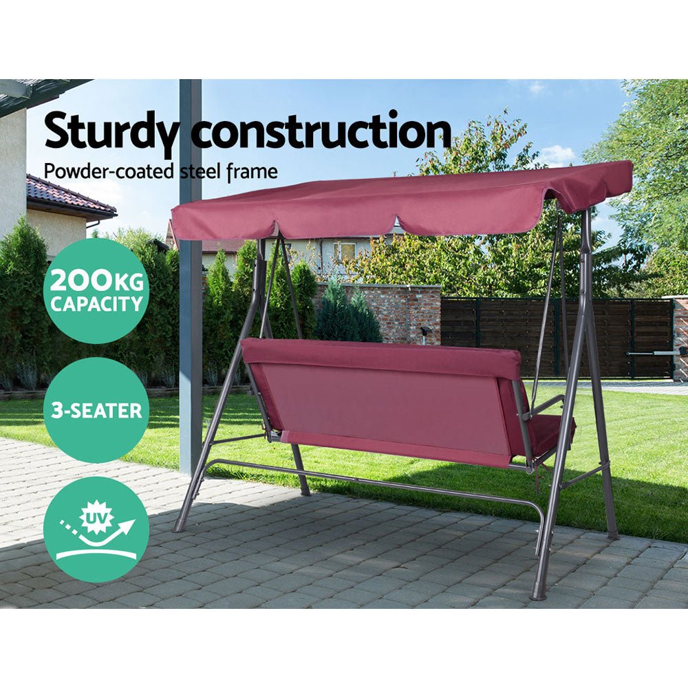 Outdoor Swinging Hammock Chair - 3 Seater - Red