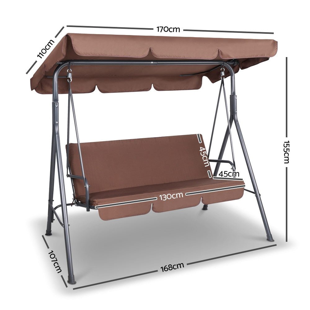 Outdoor Canopy Swing Chair - 3 Seater