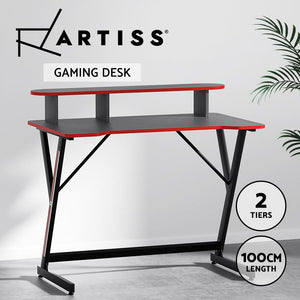 Artiss Gaming Desk Computer Desks Table 2-Tiers Storage Study Home Ofiice 100CM