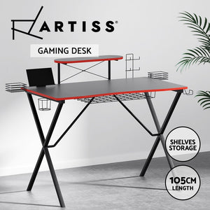 Artiss Gaming Desk Computer Desks Table Storage Shelves Study Home Ofiice 105CM