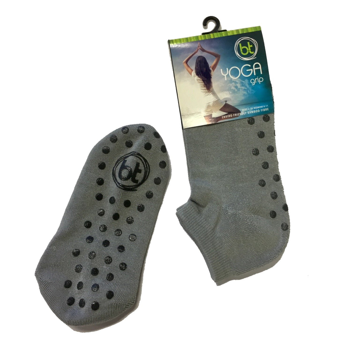 Grey Bamboo Yoga Grip Socks