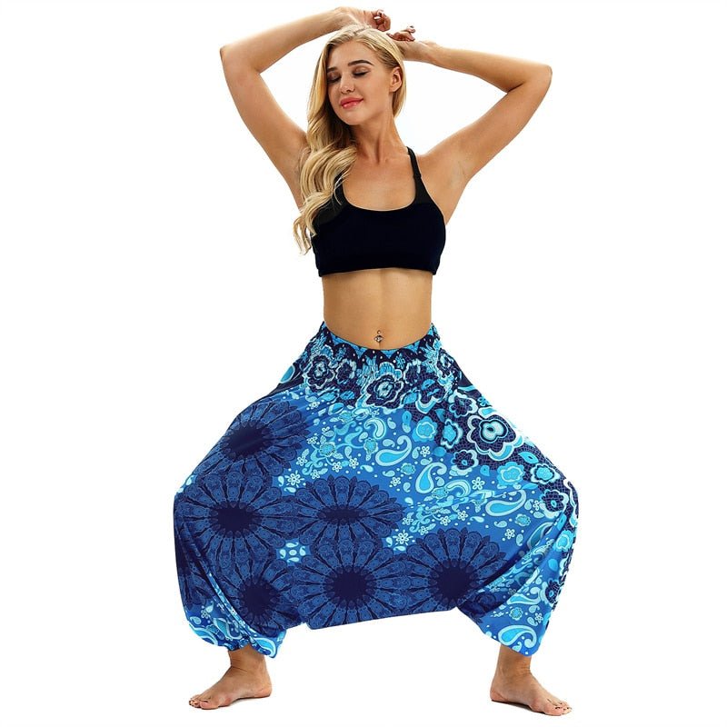 Hippie Boho Loose Yoga Harem Pants | Blue Trippie Hippie Design | One Size