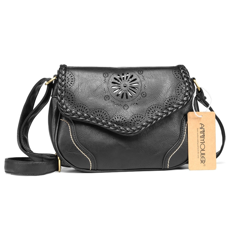 Beautiful Floral Designed Leather Hippie Shoulder Bag