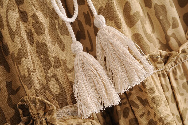 Blush Leopard Printed Tassel Bohemian Skirt | M-L