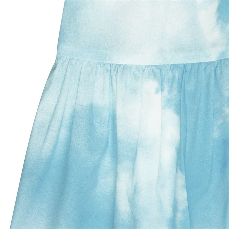 Women's Hippie Waist High Flare Pants | Cloudy Blue Design | S-XL