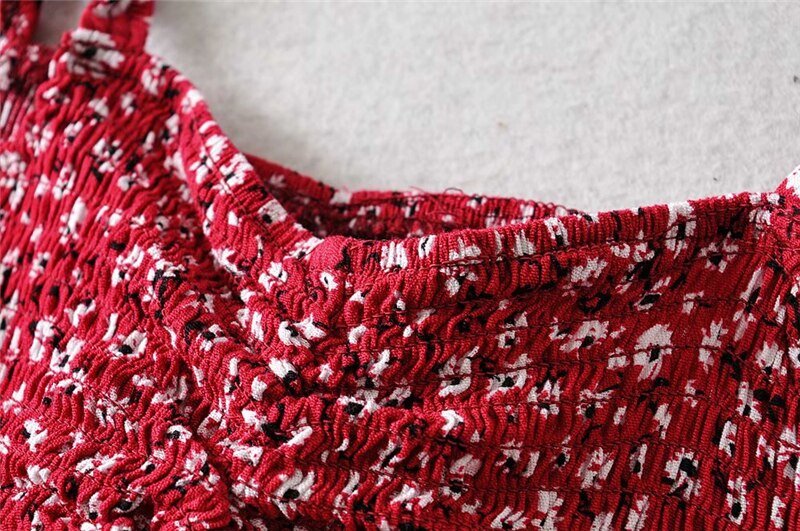 Women's Red Boho Two Piece Outfit | Sleeveless Top + Bohemian Dress | S-L