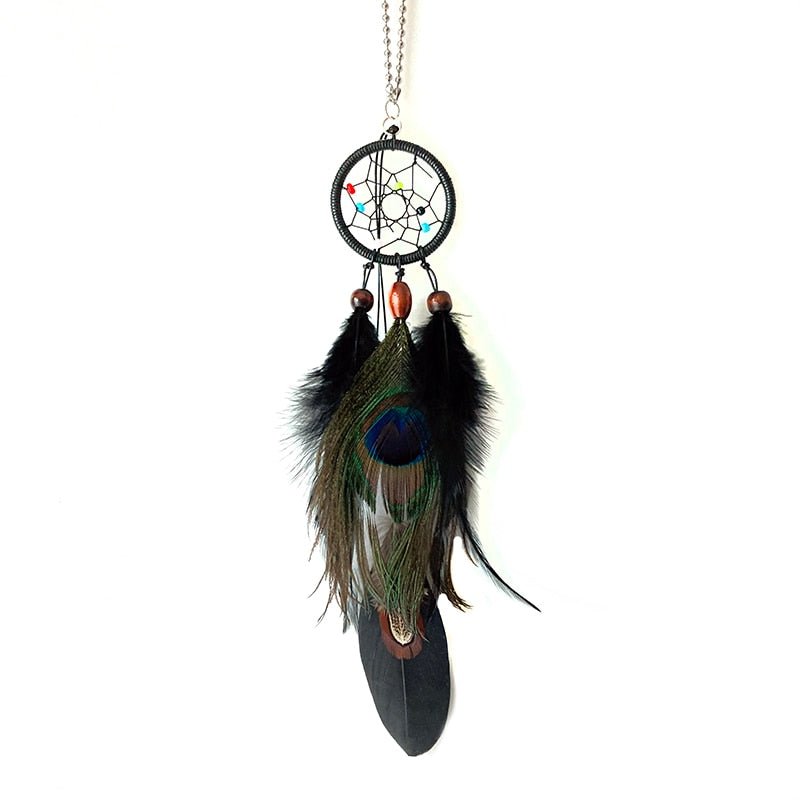 Mini Black Car Dream Catcher With Feathers | Hangs 22cm