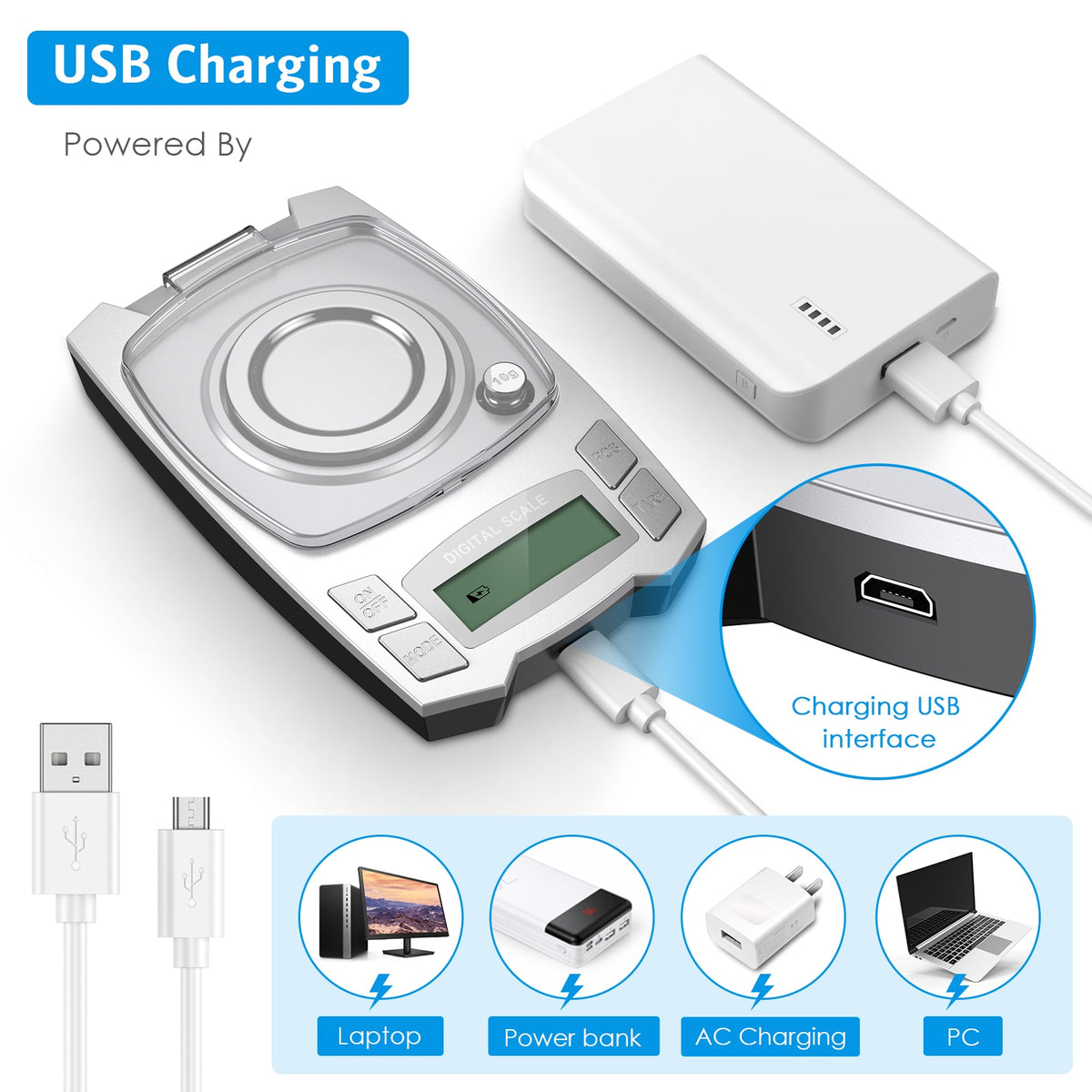 0.001g Precision Electronic Scales | 100g/50g Options | USB Charging