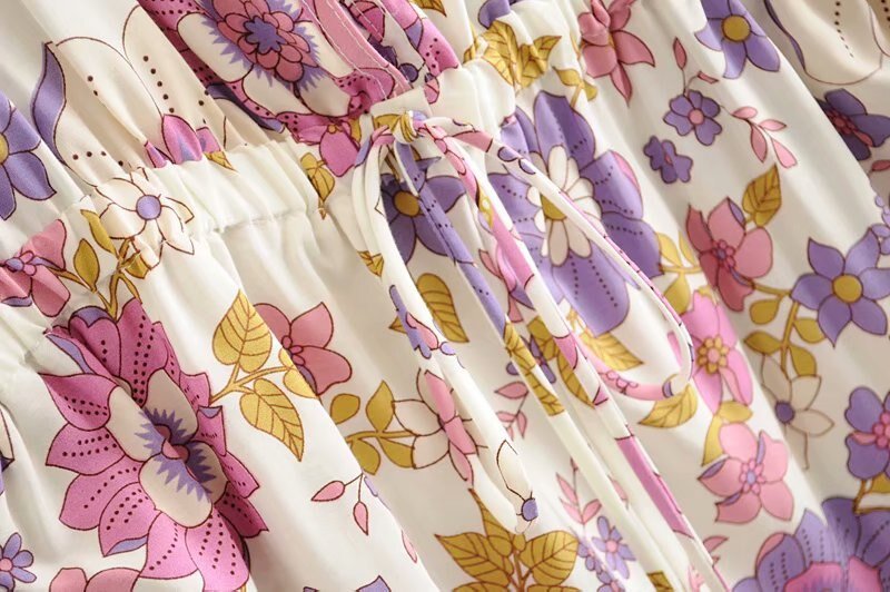 Women's Floral Boho Romper With Tassels | V-Neck Jumpsuit | S-L