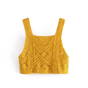 Knitted Hippie / Boho Sleeveless Crop Tops | Beach Styled | Various Colours | Free Size