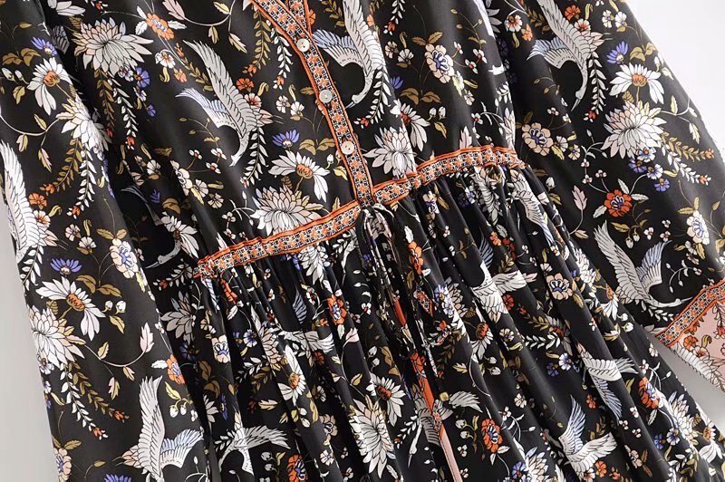 Women's Crane Bohemian Beach Dress | V-Neck | S-XL