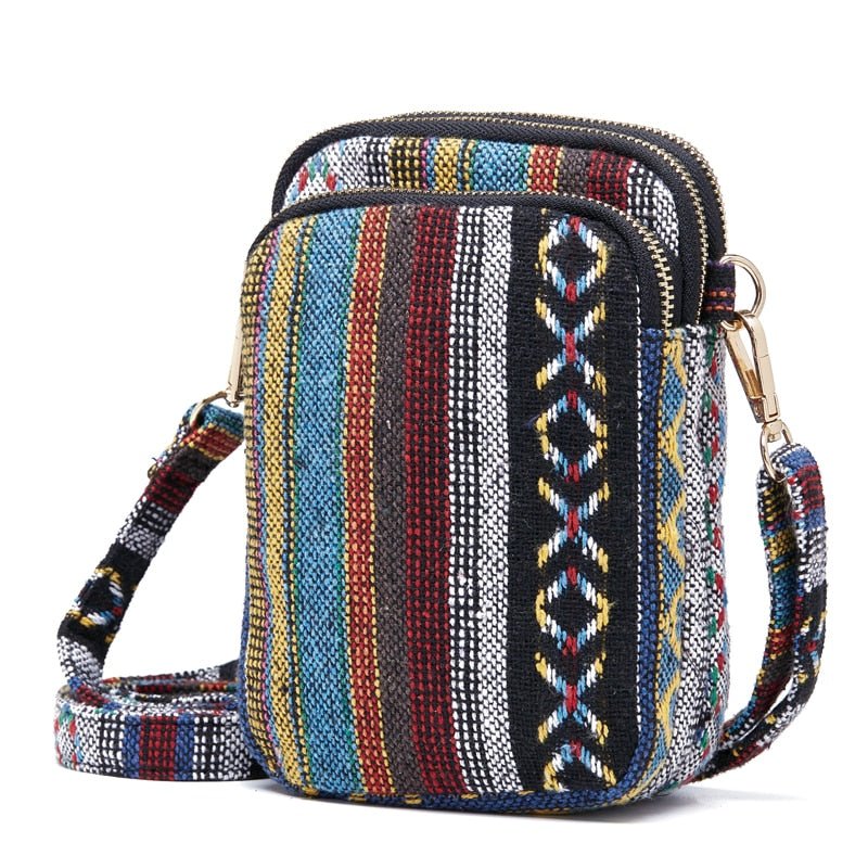 Mini Shoulder Messenger Bag With Bohemian Style - Various Colours