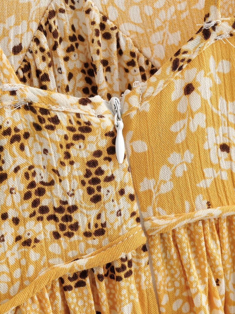 Yellow Strapless Bohemian Sundress | Cotton + Rayon | S-L