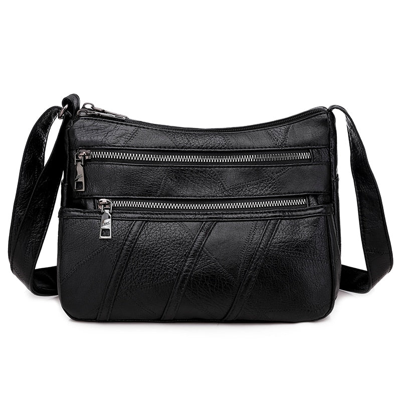 Quality PU Leather Crossbody Bag With Zippers