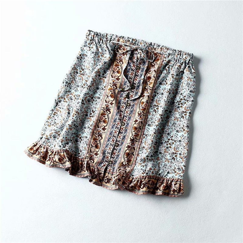 Vintage Styled Hippie Skirt | Orange + Blue | S-L