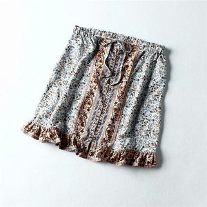 Vintage Styled Hippie Skirt | Orange + Blue | S-L