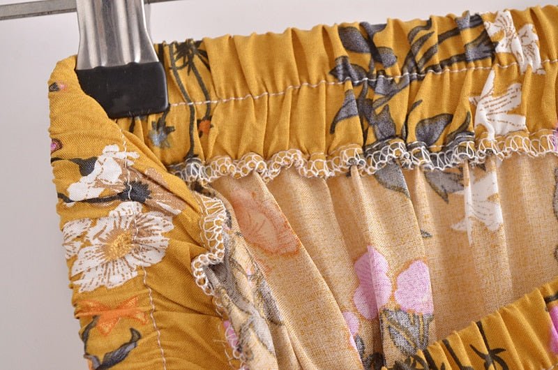 Elegant Hippie Chic Long Maxi Bohemian Skirt | High Waisted | S-L | Pink & Yellow