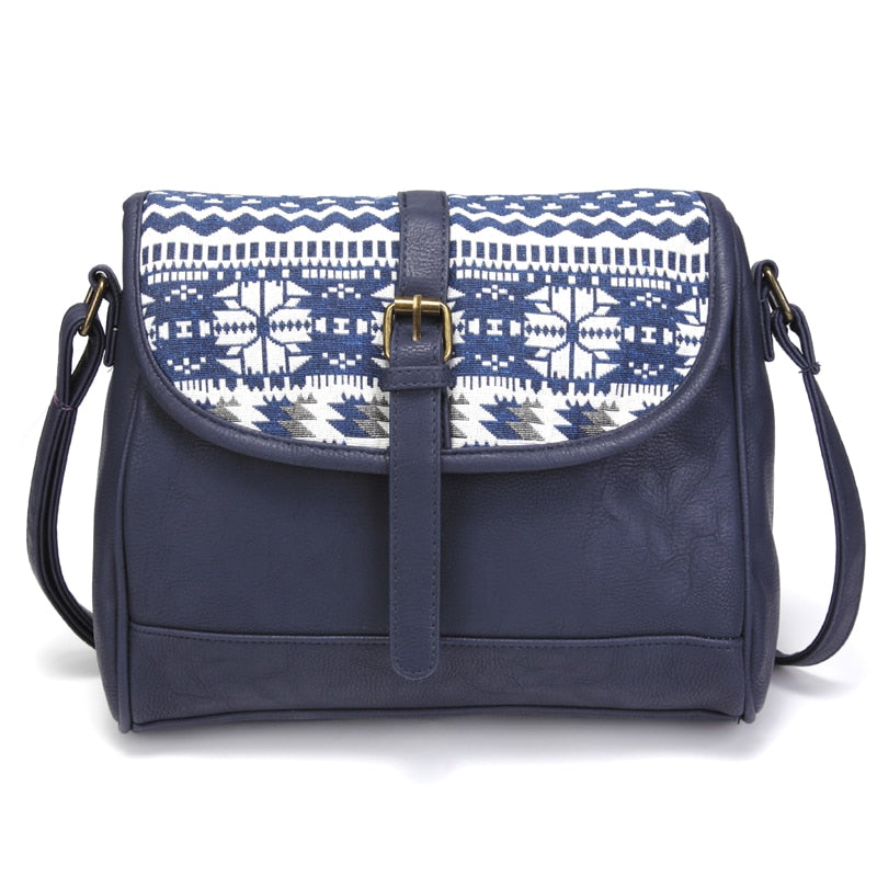 Cool Vintage Styled Messenger Bag With Patchwork Design