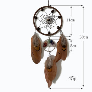 Handmade Brown Feathered Tree Of Life Dream Catcher | 30cm