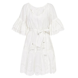 Gypsy Styled Loose Casual White Beach Dress With Tassels | S-L