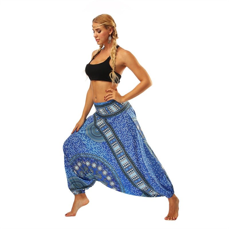 Hippie Boho Loose Yoga Harem Pants | Blue Princess Design | One Size